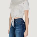 T-shirt Guess CN SS EYELET TONE ON Crema - Foto 4