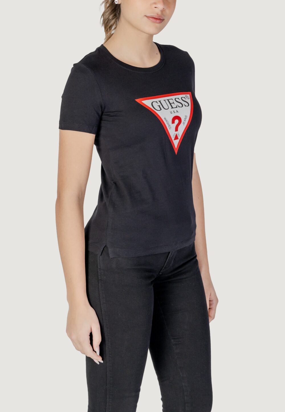 T-shirt Guess SS CN ORIGINAL TEE Nero - Foto 4