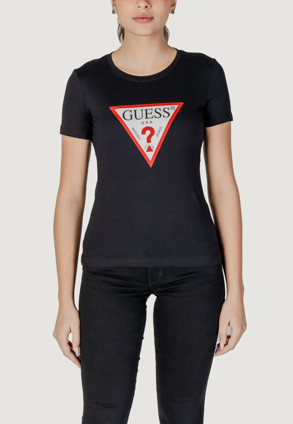 T-shirt Guess SS CN ORIGINAL TEE Nero - Foto 2