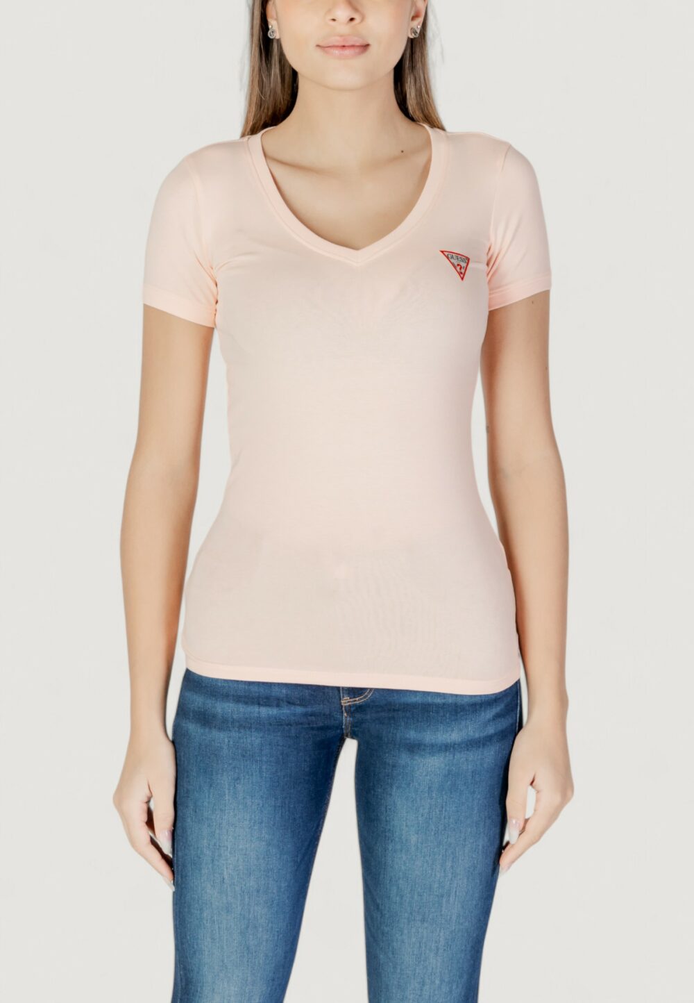 T-shirt Guess VN MINI TRIANGLE Rosa Antico - Foto 1