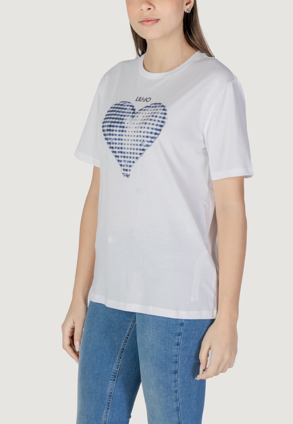 T-shirt Liu-Jo ECS MODA M/C Bianco - Blu - Foto 3