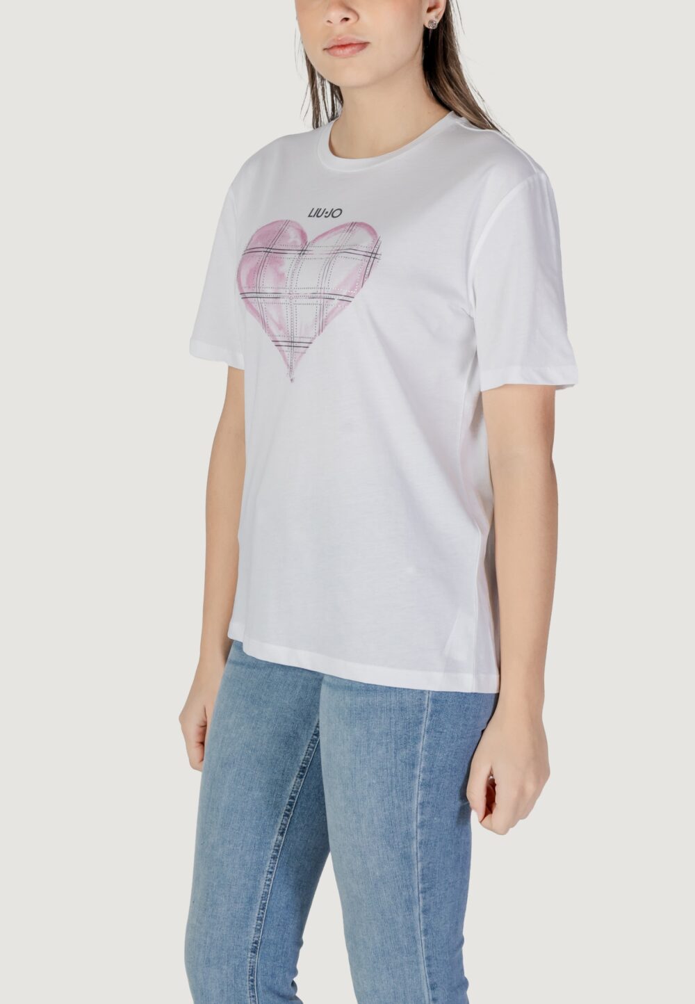 T-shirt Liu-Jo ECS MODA M/C Bianco - Rosa - Foto 4