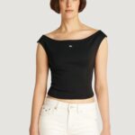 T-shirt Tommy Hilfiger Jeans TJW BOAT NECK TOP SS Nero - Foto 1