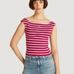 T-shirt Tommy Hilfiger Jeans TJW BOAT NECK TOP SS Rosso - Foto 1