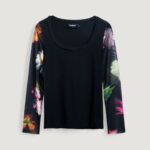 T-shirt manica lunga Desigual TS_FLINT Nero - Foto 1