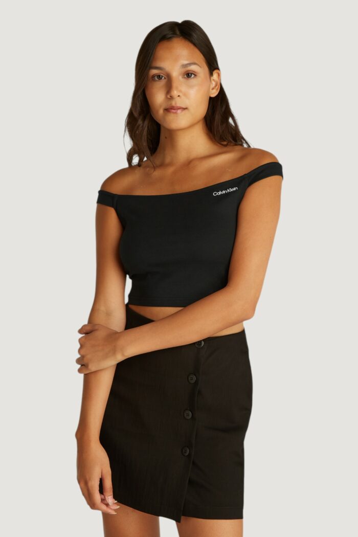 Top Calvin Klein LOGO BARDOT MILANO Nero