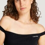 Vestito corto Calvin Klein Jeans LOGO MILANO BARDOT Nero - Foto 4