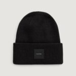 Berretto Calvin Klein FINE RIB BEANIE Nero - Foto 1