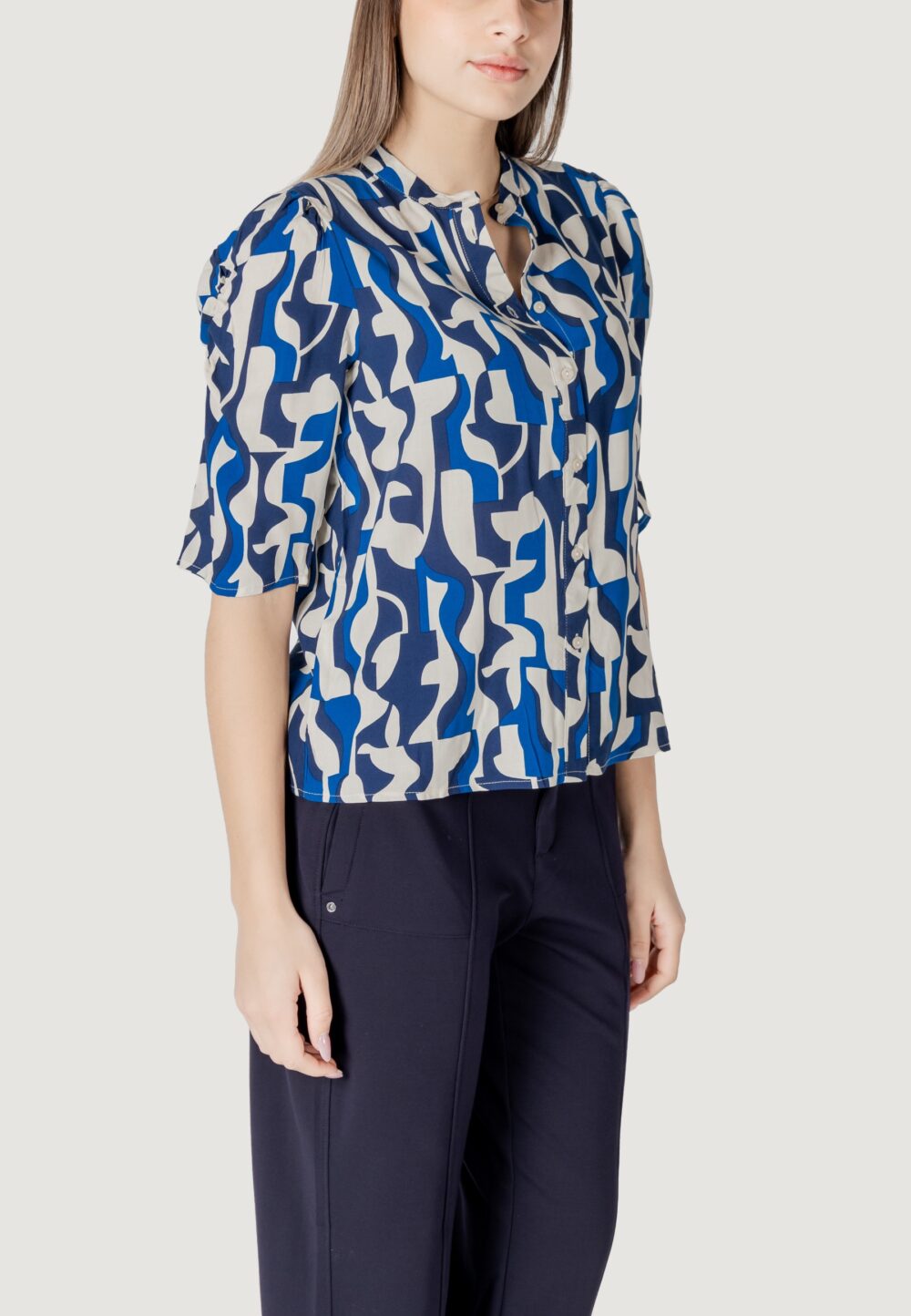 Blusa manica corta ICHI IHVERA SH19 Blu - Foto 3