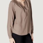 Bluse manica lunga Street One Splitneck tunic blouse Beige scuro - Foto 3