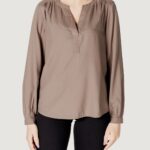 Bluse manica lunga Street One Splitneck tunic blouse Beige scuro - Foto 5