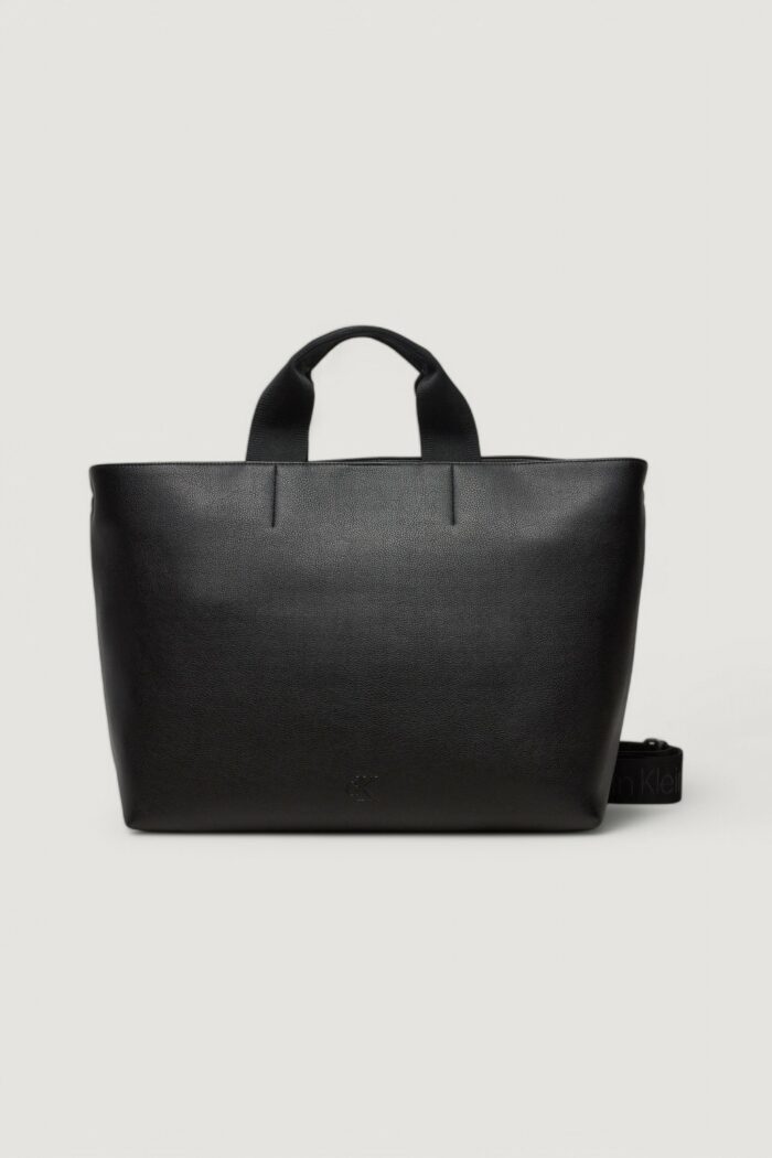 Borsa Calvin Klein OVER WEBBING TOTE PU Nero