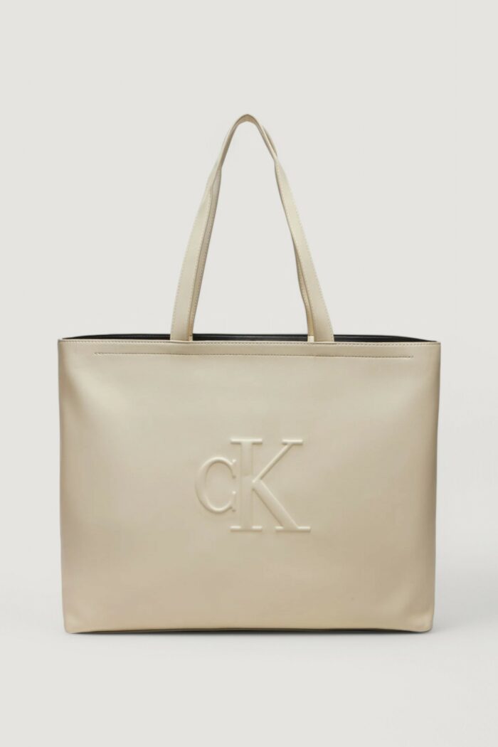 Borsa Calvin Klein SCULPTED SLIM TOTE34 DEBOSS Panna