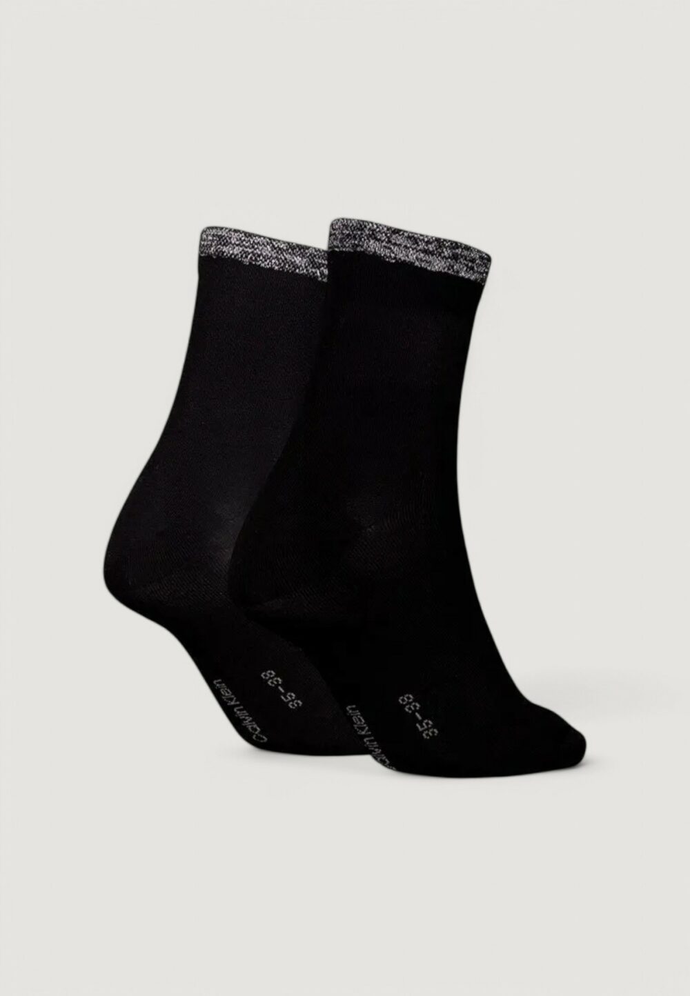 Calzini Calvin Klein CK WOMEN SHORT SOCK 2P SHINY LOGO Nero - Foto 2