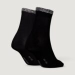 Calzini Calvin Klein CK WOMEN SHORT SOCK 2P SHINY LOGO Nero - Foto 2