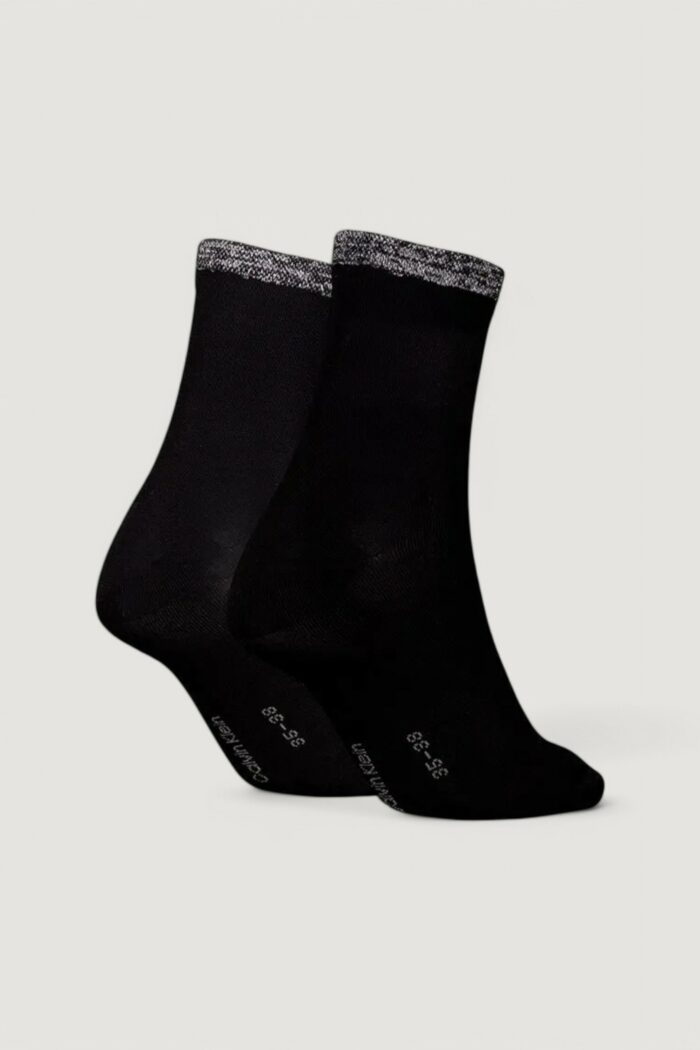 Calzini Calvin Klein CK WOMEN SHORT SOCK 2P SHINY LOGO Nero