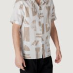 Camicia manica corta Antony Morato HONOLULU REGULAR STRAIGHT FIT WITH LOGOED METAL BADGE Beige - Foto 3