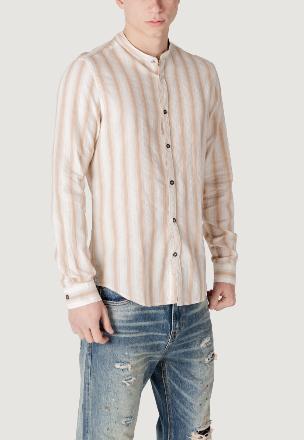 Camicia manica lunga Gianni Lupo  Beige - Foto 3