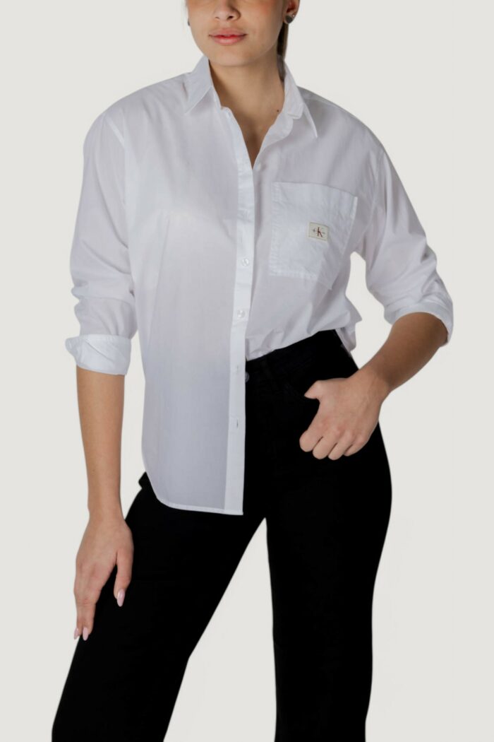 Camicia manica lunga Calvin Klein WOVEN LABEL RELAXED Bianco