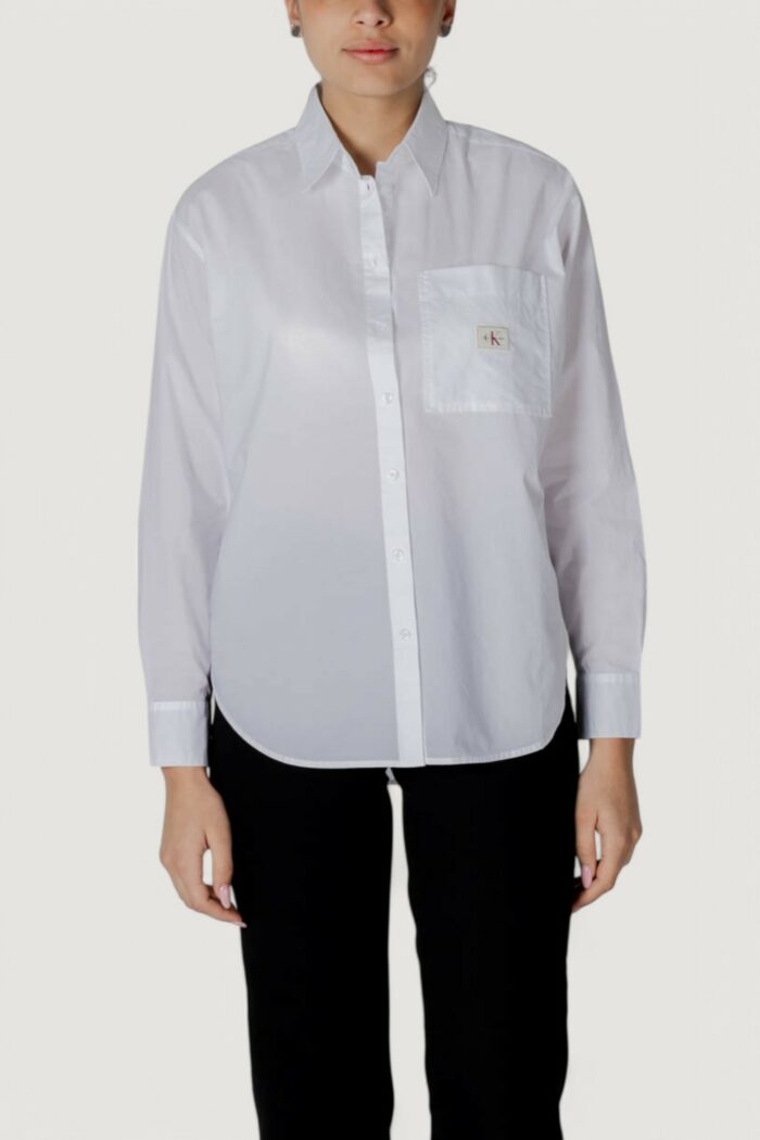 Camicia manica lunga Calvin Klein WOVEN LABEL RELAXED Bianco