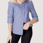 Camicia manica lunga Only Onlmaia Ls Asymmestrisk Shirt Wvn Indigo - Foto 1