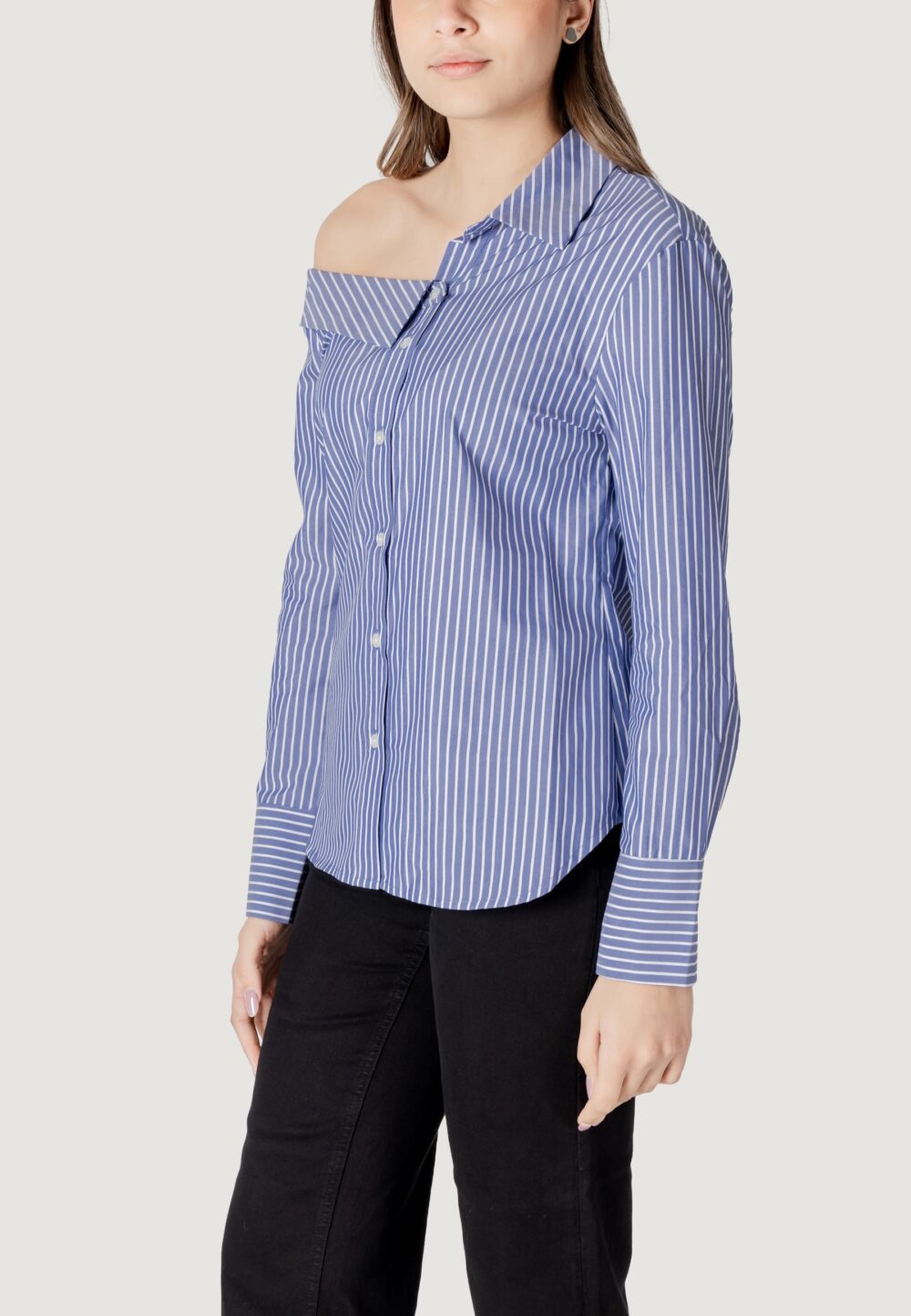 Camicia manica lunga Only Onlmaia Ls Asymmestrisk Shirt Wvn Indigo - Foto 2