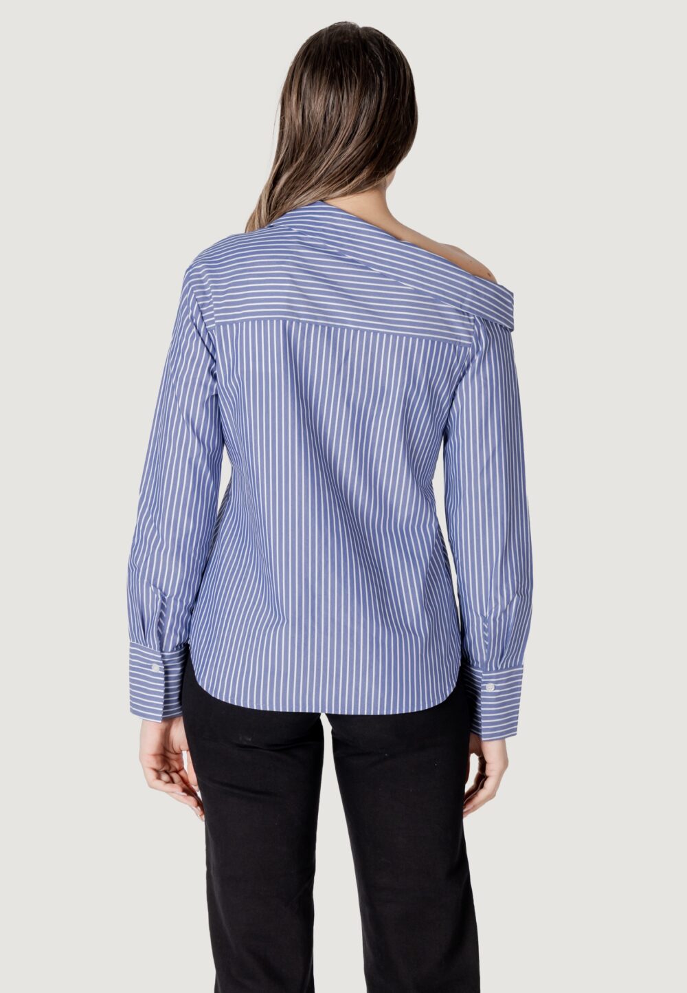 Camicia manica lunga Only Onlmaia Ls Asymmestrisk Shirt Wvn Indigo - Foto 4