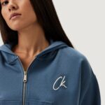 Felpa con cappuccio Calvin Klein Jeans EMBROIDERED CK ZIP T Blu Chiaro - Foto 2