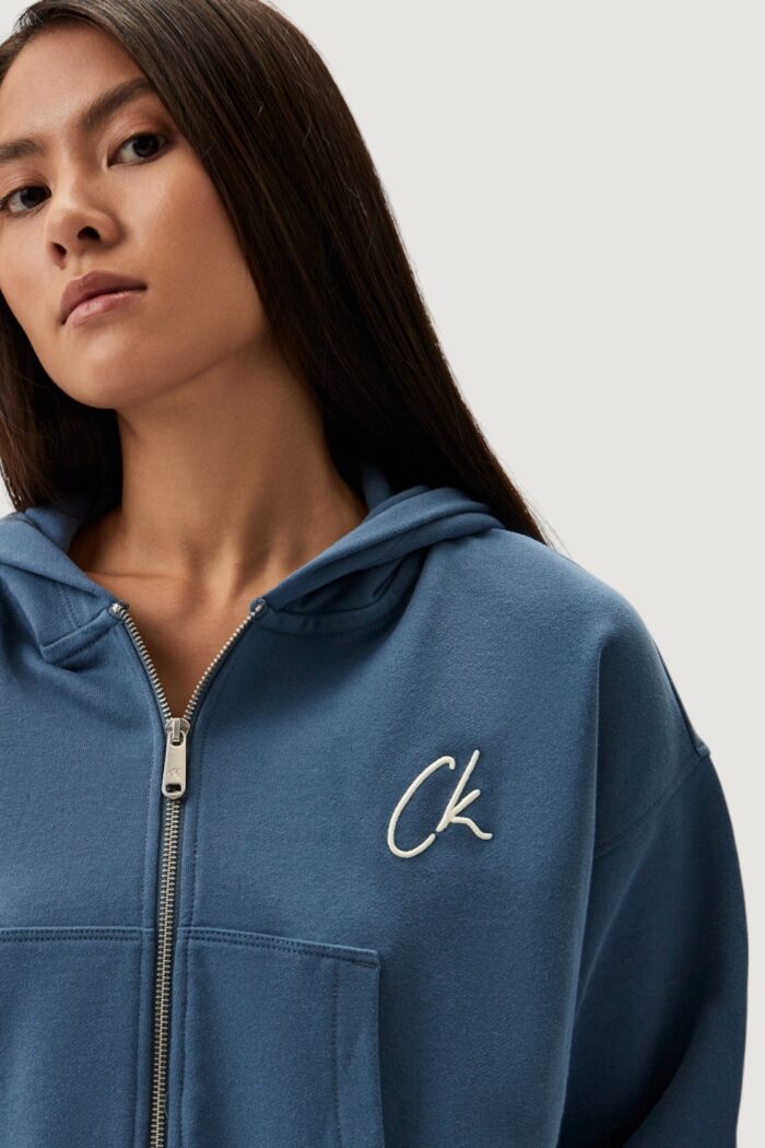 Felpa con cappuccio Calvin Klein EMBROIDERED CK ZIP T Blu Chiaro