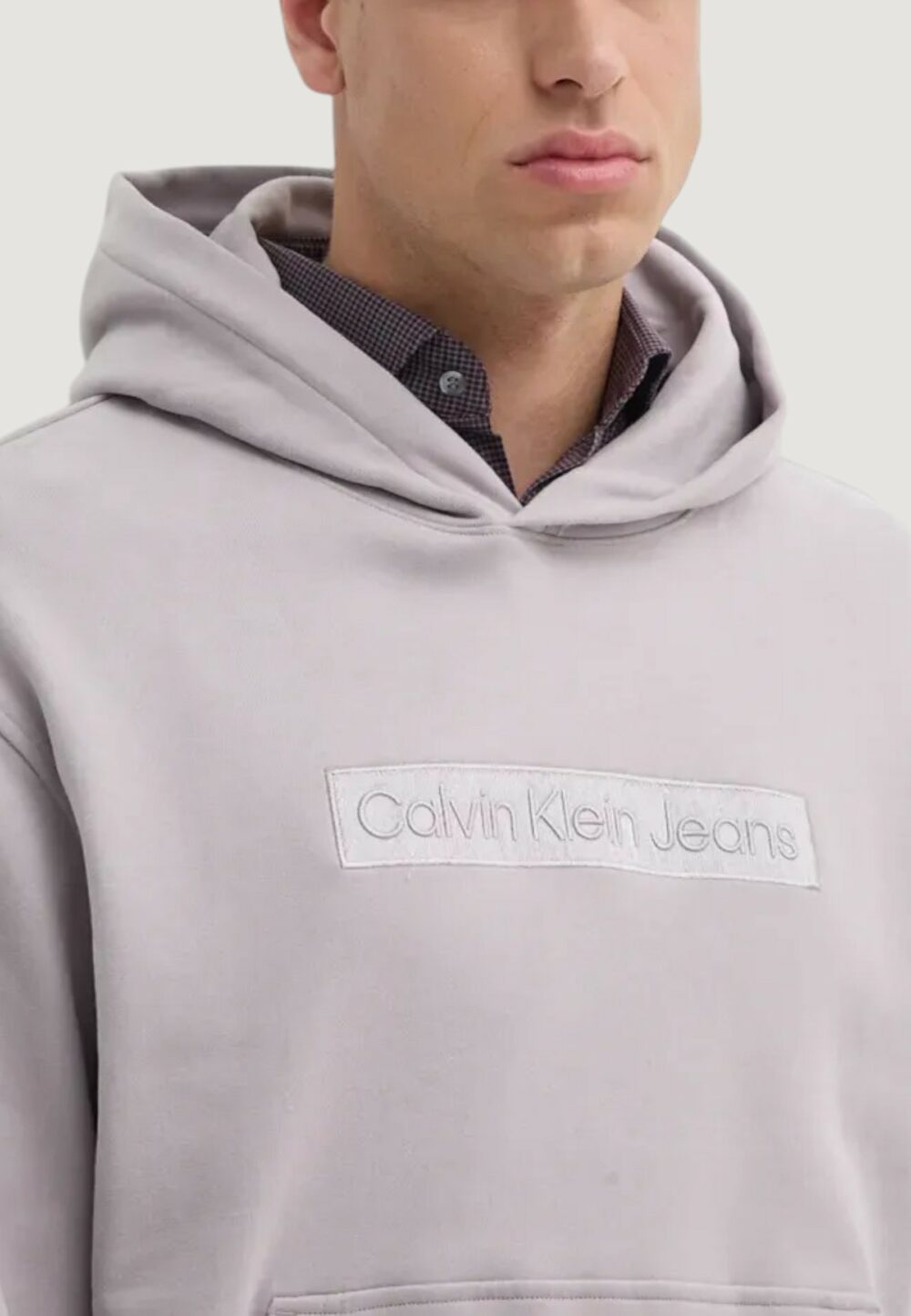 Felpa con cappuccio Calvin Klein Jeans EMBROIDERED BOX HOOD Lilla - Foto 4