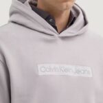 Felpa con cappuccio Calvin Klein Jeans EMBROIDERED BOX HOOD Lilla - Foto 4