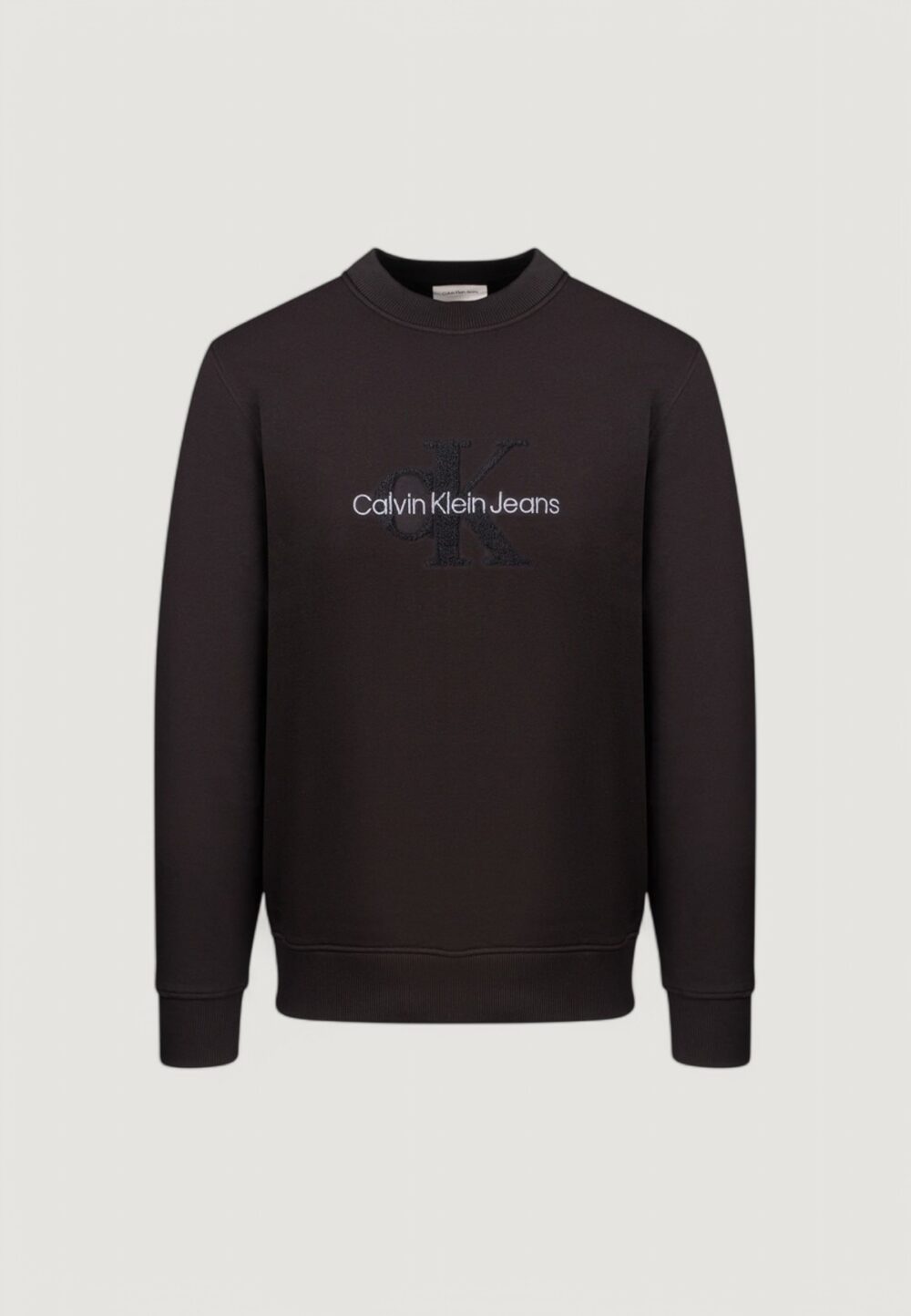 Felpa senza cappuccio Calvin Klein Jeans CHENILLE MONOLOGO CR Nero - Foto 5