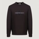 Felpa senza cappuccio Calvin Klein Jeans CHENILLE MONOLOGO CR Nero - Foto 5