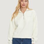 Felpa senza cappuccio Calvin Klein Jeans SHERPA HALF ZIP SWEA Panna - Foto 1