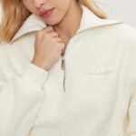 Felpa senza cappuccio Calvin Klein Jeans SHERPA HALF ZIP SWEA Panna - Foto 4