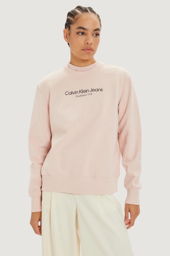 Felpa senza cappuccio Calvin Klein INSTITUTIONAL GRAPHI Rosa Cipria