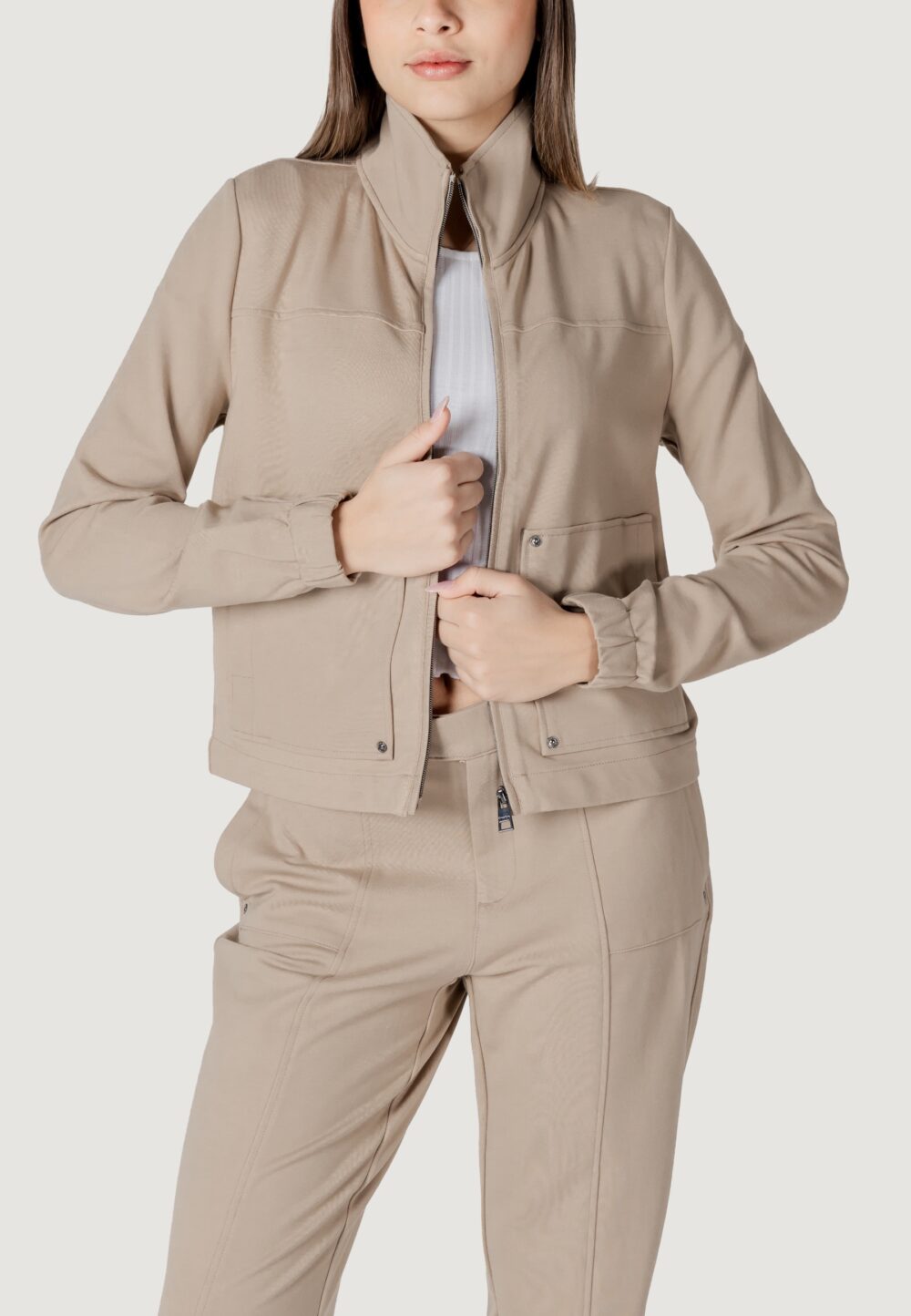 Felpa senza cappuccio Street One Zip_Jacket_loose fit_ Set Beige - Foto 1