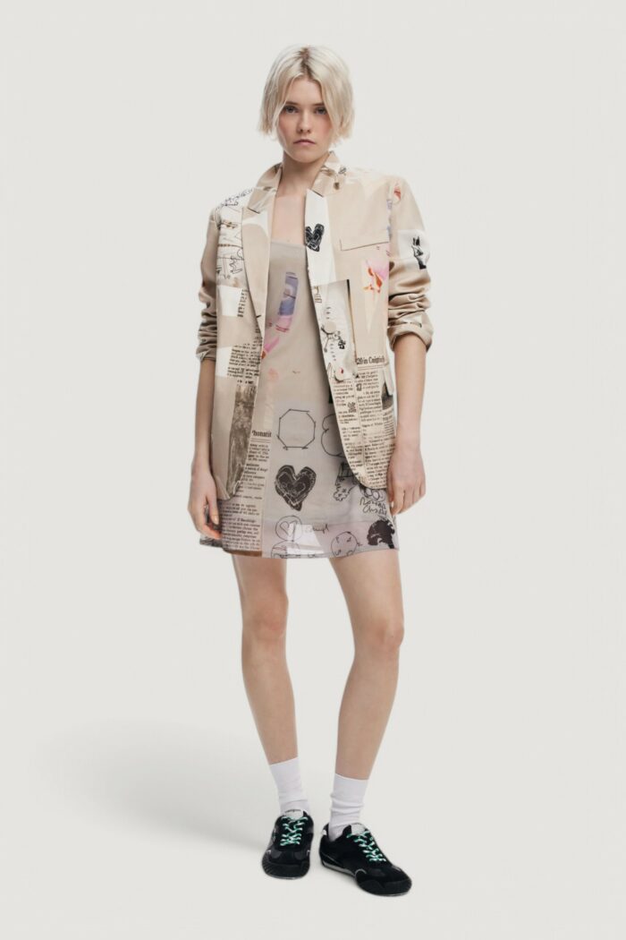 Giacca Desigual AME_NEWSPAPER COLLAGE_LACROIX Beige chiaro