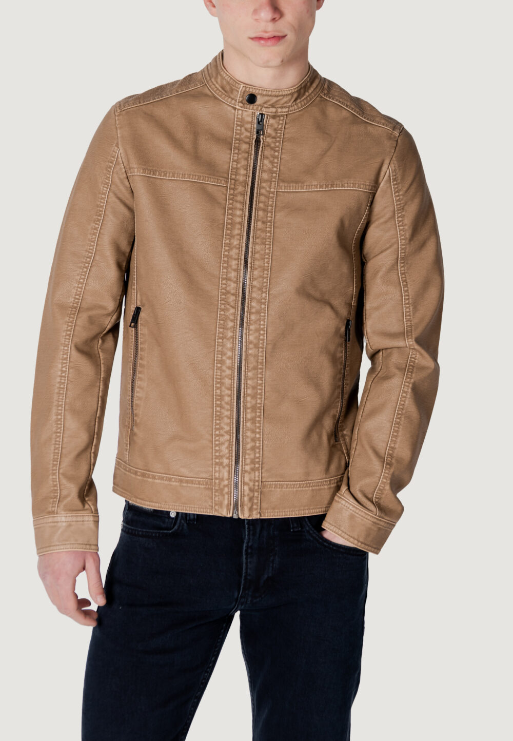 Giacchetto Jack Jones JJEWARNER WASHED PU JACKET NOOS Beige - Foto 1