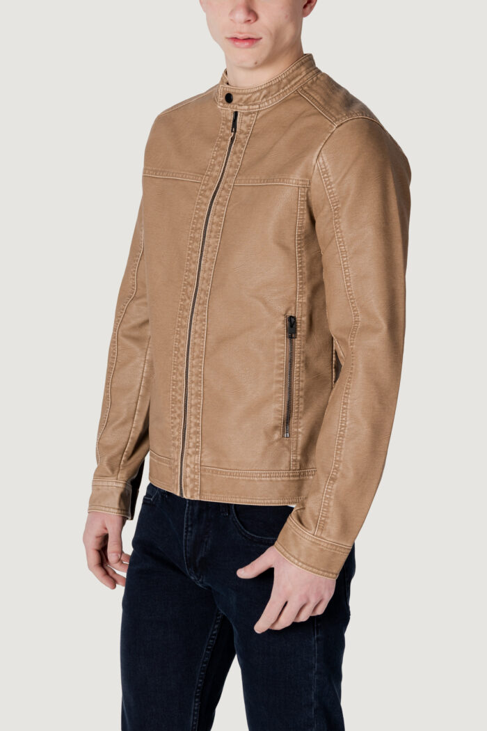 Giacchetto Jack Jones JJEWARNER WASHED PU JACKET NOOS Beige