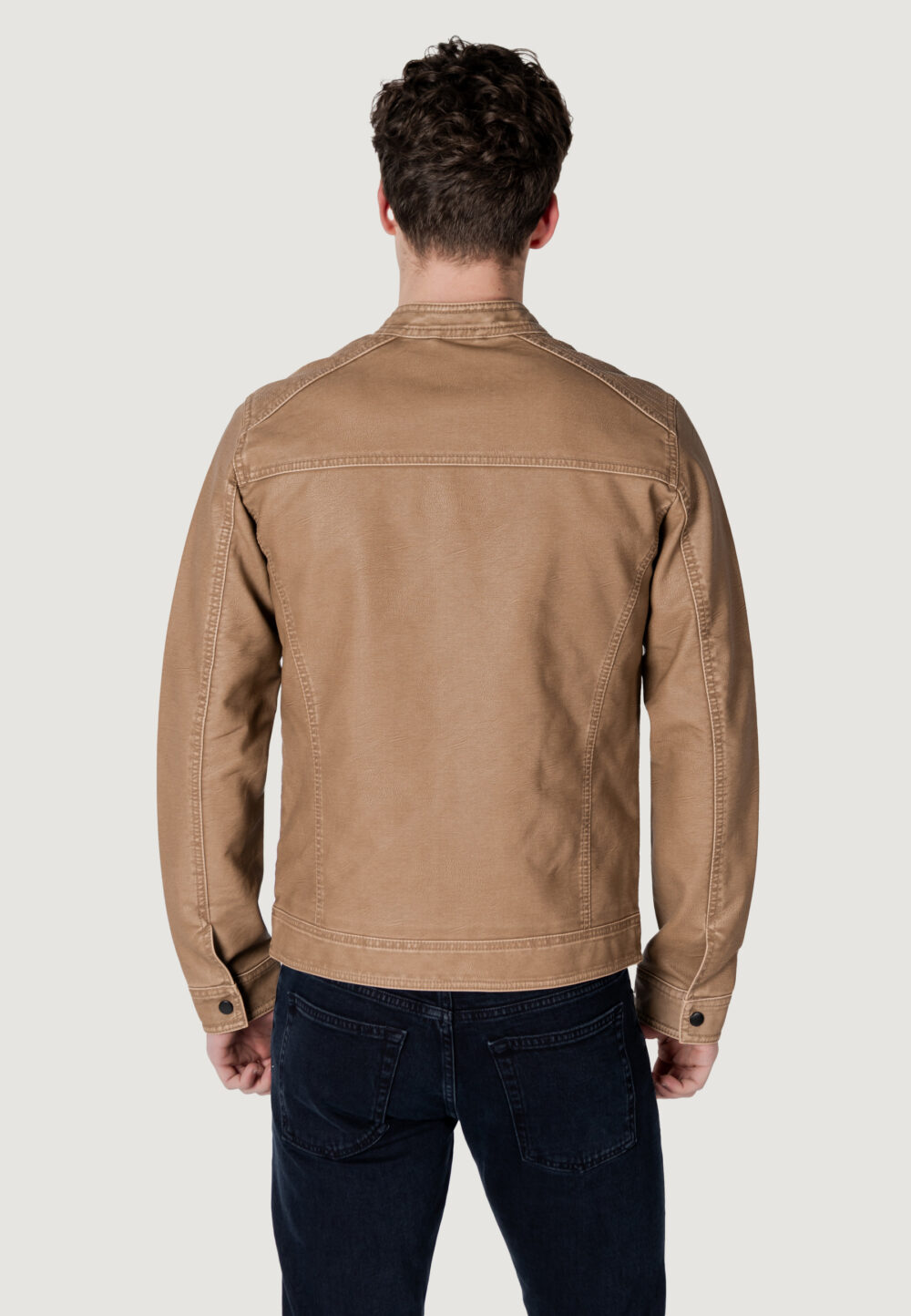 Giacchetto Jack Jones JJEWARNER WASHED PU JACKET NOOS Beige - Foto 4