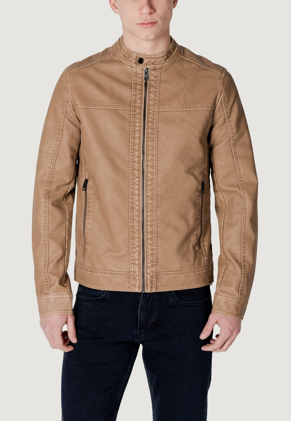 Giacchetto Jack Jones JJEWARNER WASHED PU JACKET NOOS Beige - Foto 5