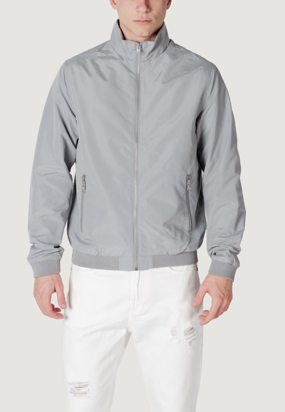 Giacchetto Jack Jones JJERUSH HARRINGTON BOMBER NOOS Grigio Chiaro - Foto 2