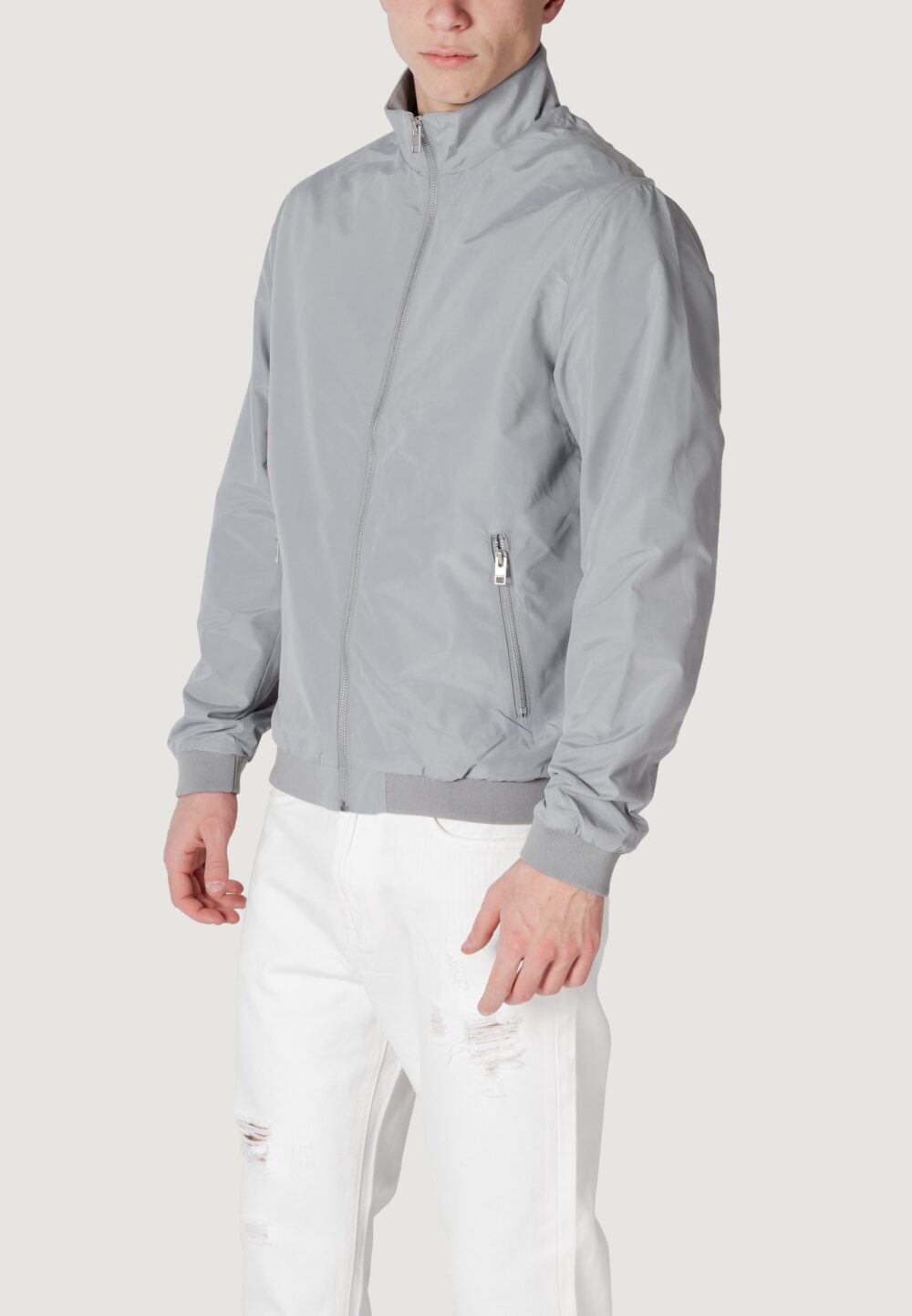 Giacchetto Jack Jones JJERUSH HARRINGTON BOMBER NOOS Grigio Chiaro - Foto 4