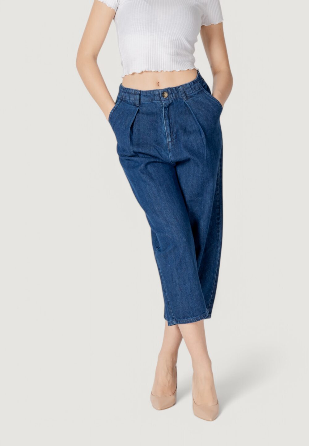 Jeans Only Onllerin Hw Balloon Db Dnm Qyt Blue Denim Scuro - Foto 1