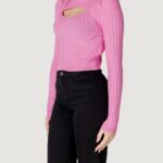 Maglia Only ONLMEDDI LS CABLE CROP O-NECK CC KNT Rosa - Foto 2