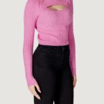 Maglia Only ONLMEDDI LS CABLE CROP O-NECK CC KNT Rosa - Foto 3