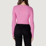 Maglia Only ONLMEDDI LS CABLE CROP O-NECK CC KNT Rosa - Foto 4