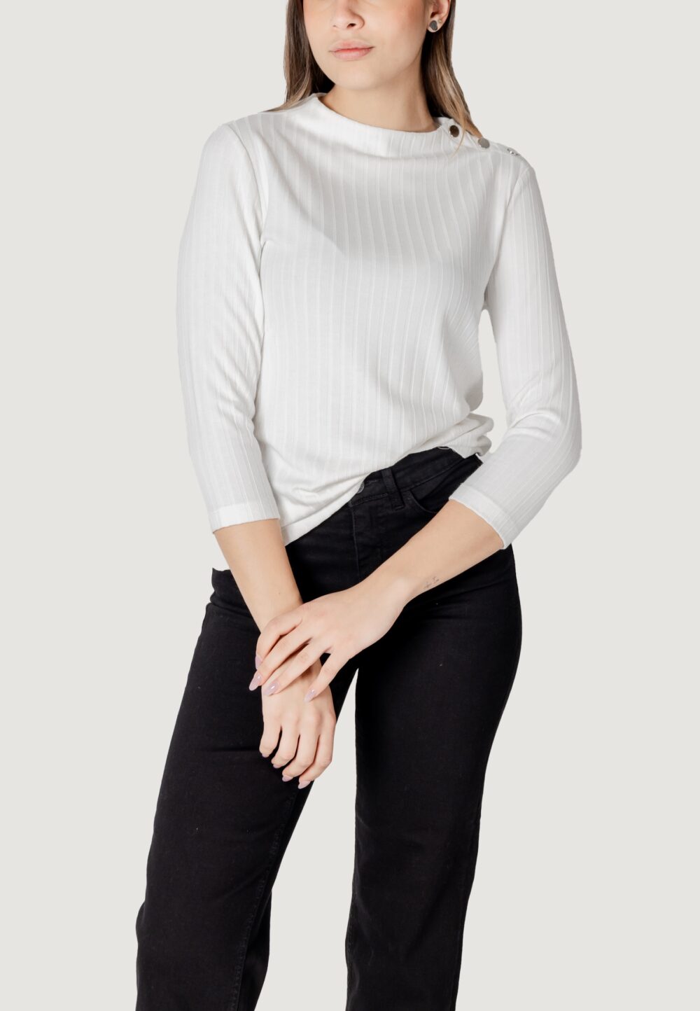 Maglia Street One turtle neck shirt w.buttons Bianco - Foto 1