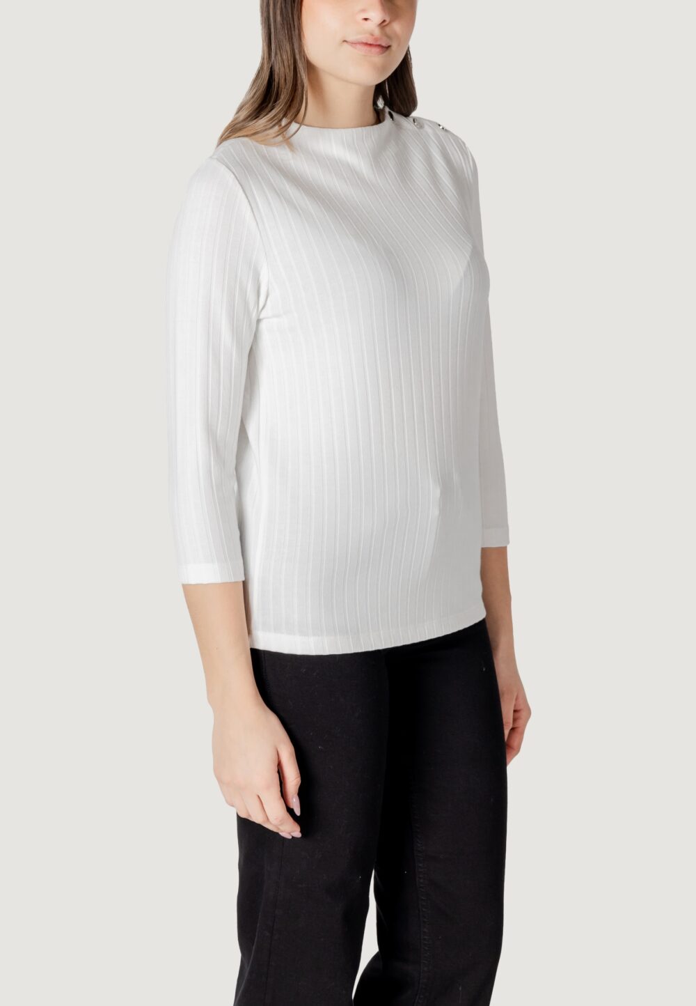 Maglia Street One turtle neck shirt w.buttons Bianco - Foto 3